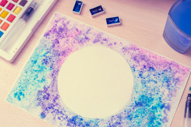 用盐和水彩绘制图像图片下载