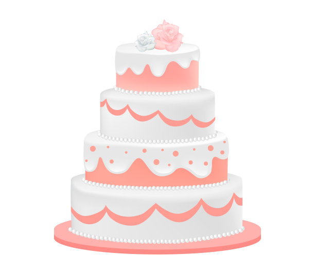 用玫瑰装饰的婚礼蛋糕图片下载