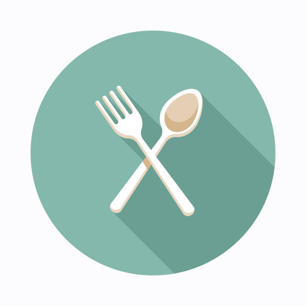 勺子和叉子平设计咖啡和茶图标图片下载