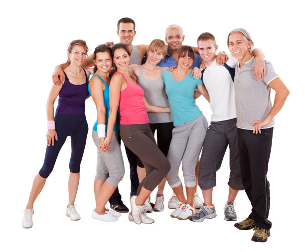 一群在健身房摆姿势的朋友图片下载