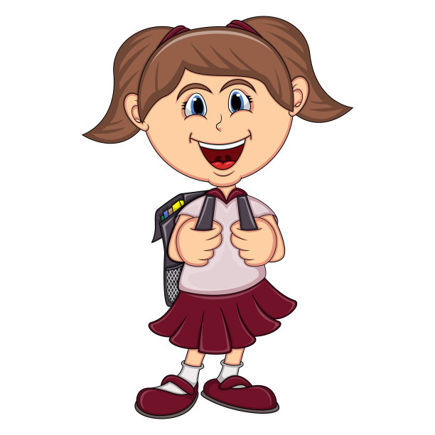 小女孩的背包卡通图片下载