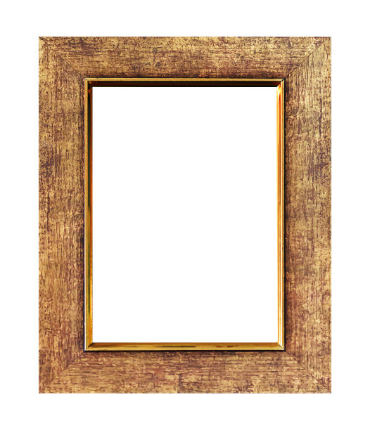 古董金木框架孤立在白色的背景，剪切路径。图片下载