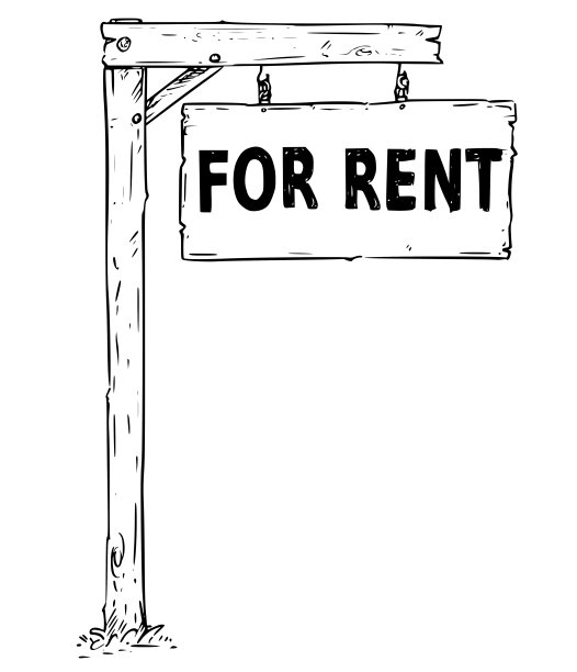 画挂木招牌与文字出租图片下载