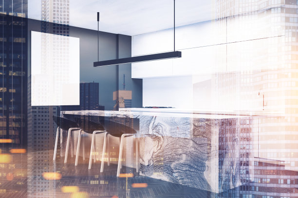 白色和灰色的厨房角落，海报色调图片下载