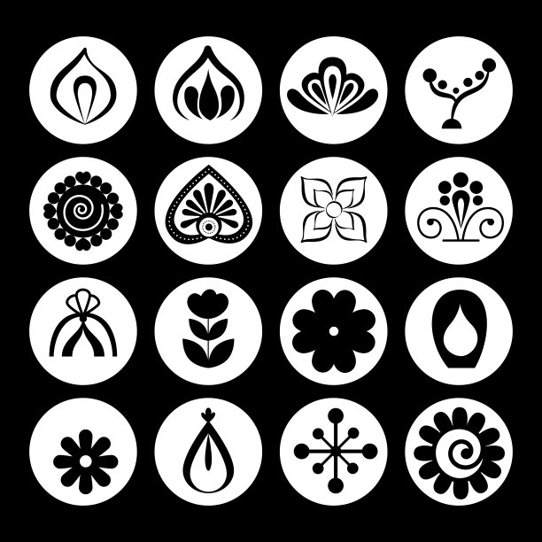 曼荼罗单色波西米亚风格集图片下载