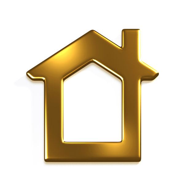 黄金房子房地产。3D渲染图形插图图片下载