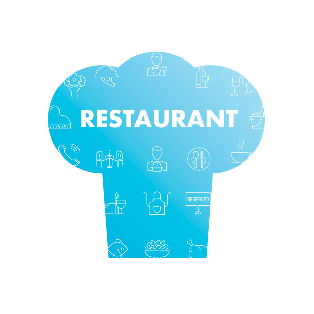 在厨师的帽子形状线图标。餐厅图片下载