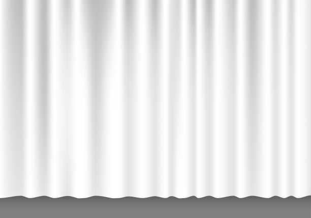 白色织物窗帘在灰色舞台背景矢量插图。图片下载