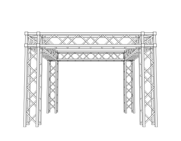 桁架结构。孤立在白色背景上。矢量插图轮廓。图片下载