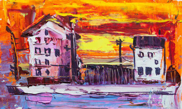 城市建筑抽象画图片下载