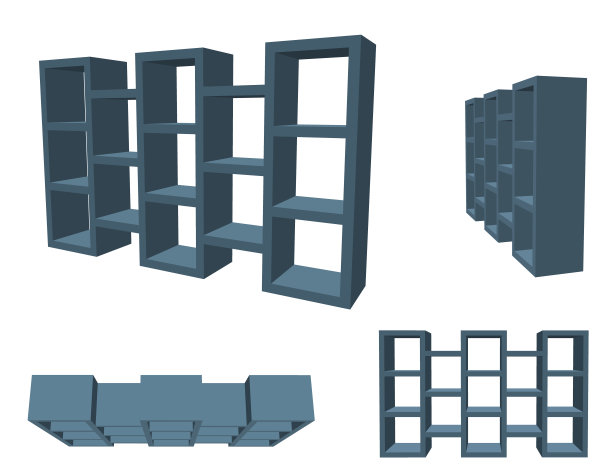 空的现代书架。孤立在白色背景上。3 d矢量插图。图片下载