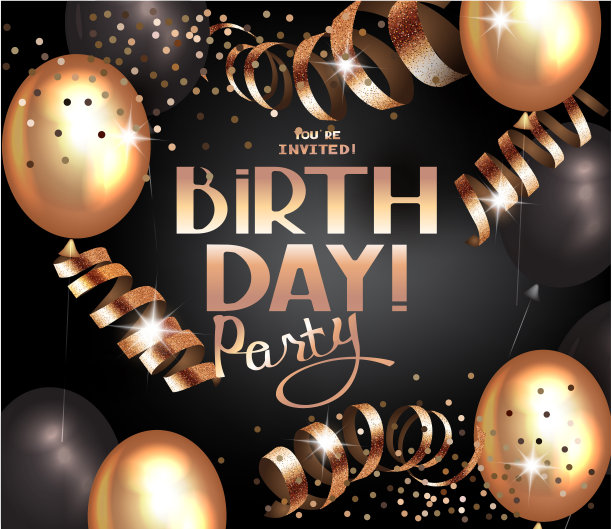 生日快乐背景气球和蛇形图案。矢量图图片下载