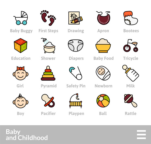 轮廓图标细平设计，现代线条笔触风格图片下载