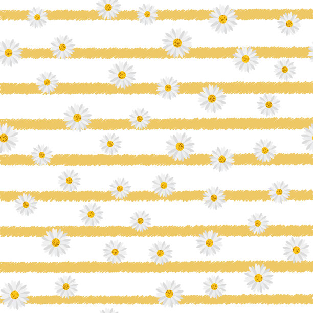 无缝模式与洋甘菊水平线。向量。图片下载