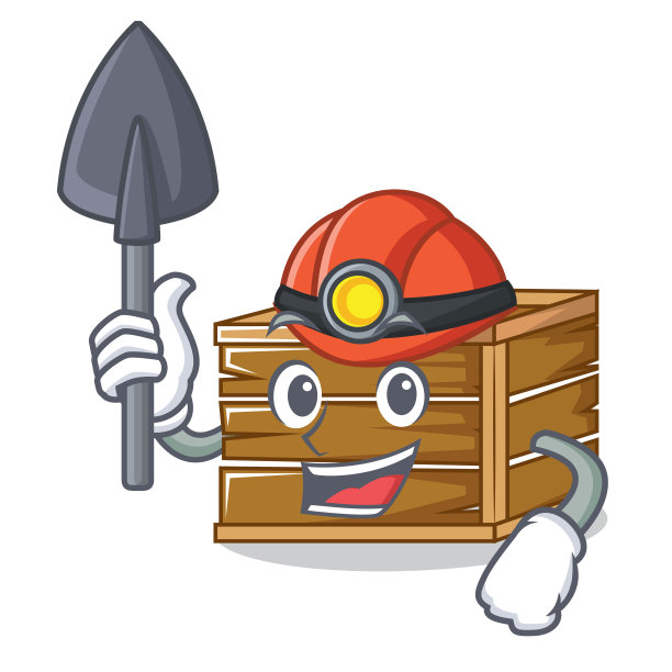 矿工木箱吉祥物卡通风格图片下载