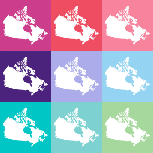 矢量加拿大地图在凉爽的颜色图片下载