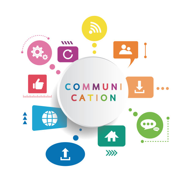 矢量插图的一个通信概念。文字交流用多彩的对话气泡说话图片下载