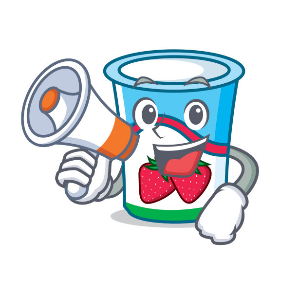 带有卡通人物风格的扩音器酸奶图片下载