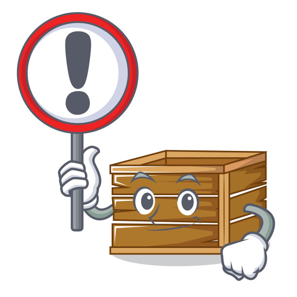 带有卡通风格的标志板条箱角色图片下载