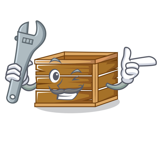 机械板条箱吉祥物卡通风格图片下载