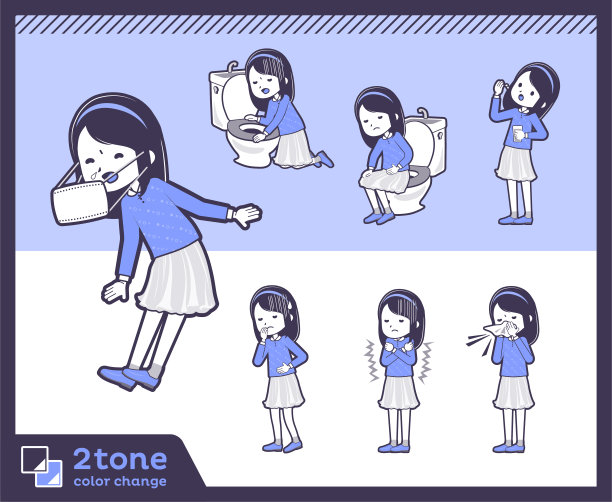 2色调型蓝色衣服头带女孩集09图片下载