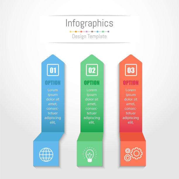 您的商业数据的信息图表设计元素有3个选项，部分，步骤，时间表或流程。矢量插图。图片下载