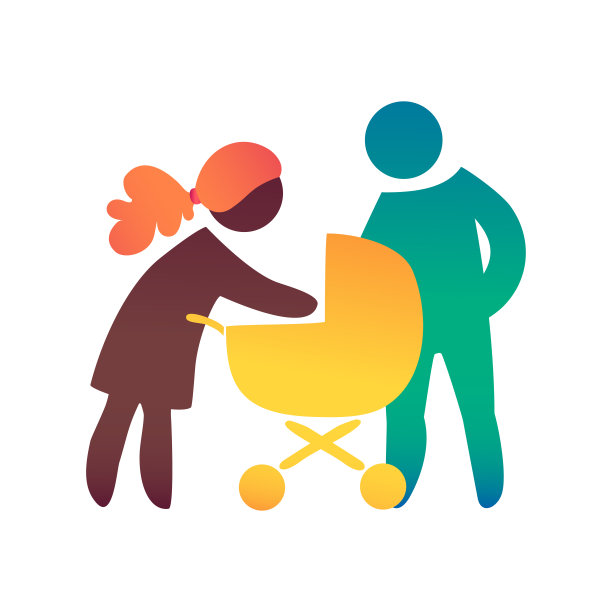 父母推着婴儿车走路。妈妈看着孩子。图片下载