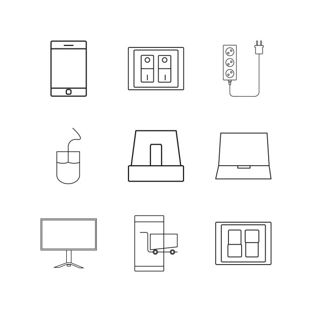 设备线性图标集。简单的轮廓图标图片下载