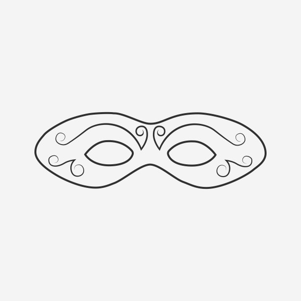 嘉年华面具平面黑色轮廓设计图标图片下载