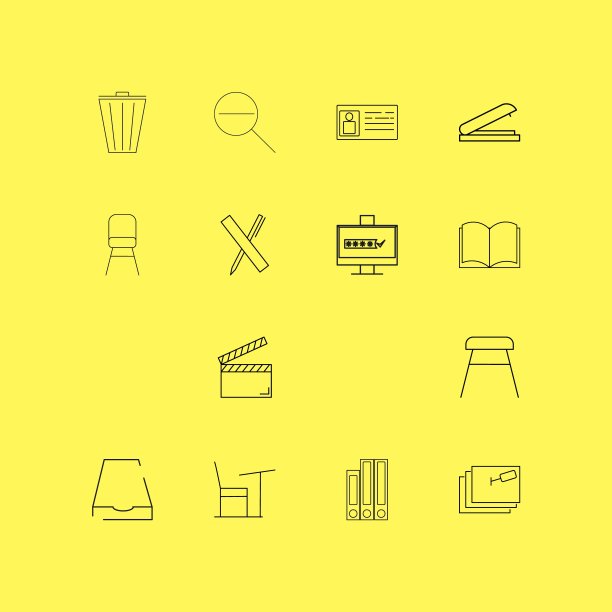 办公室线性图标集。简单的轮廓图标图片下载