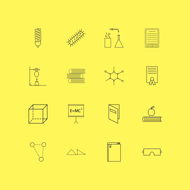 科学线性图标集。简单的轮廓图标图片下载