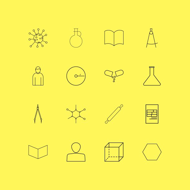 科学线性图标集。简单的轮廓图标图片下载