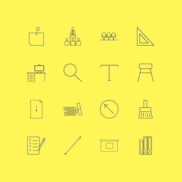 办公室线性图标集。简单的轮廓图标图片下载