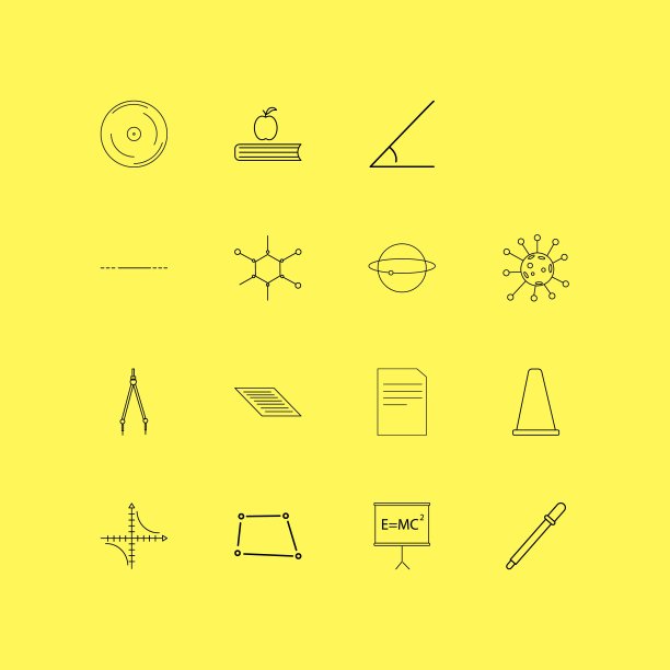 科学线性图标集。简单的轮廓图标图片下载