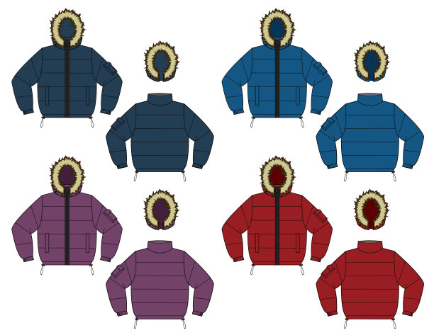 羽绒服(毛皮兜帽)/颜色变化说明图片下载