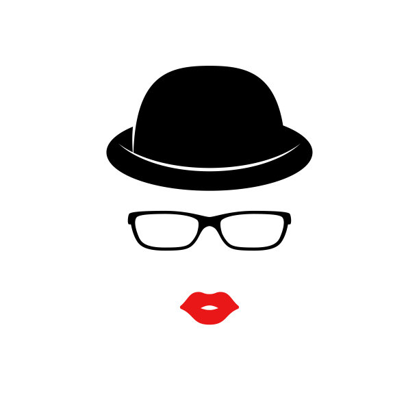 戴黑色优雅帽子的复古女士。女人的脸。精品的概念。向量图片下载