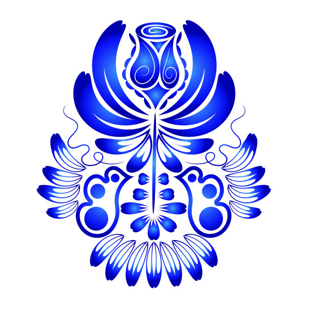 孤立在白色背景上设计元素花饰风格Gzhel。矢量插图。图片下载