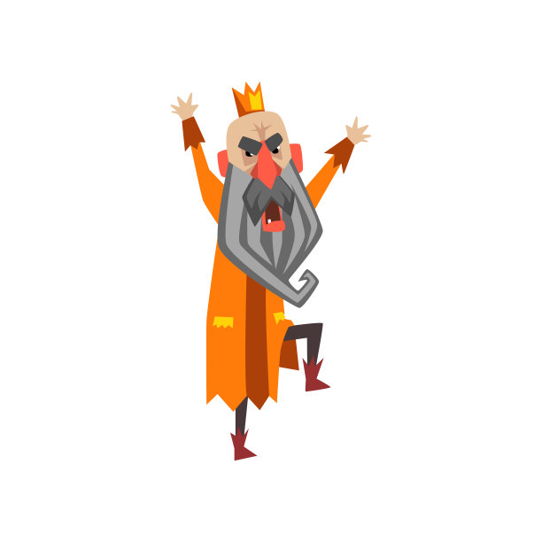 有趣的国王人物大喊，在愤怒的国王卡通矢量插图图片下载