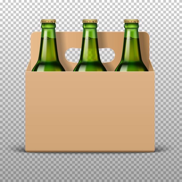 现实详细的绿色玻璃啤酒瓶与工艺包装隔离在透明的背景。矢量插图。为产品包装广告制作模板。图片下载