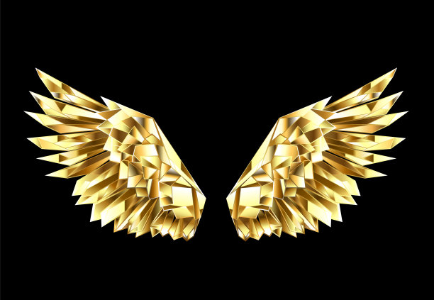 黄金多边形的翅膀素材图片