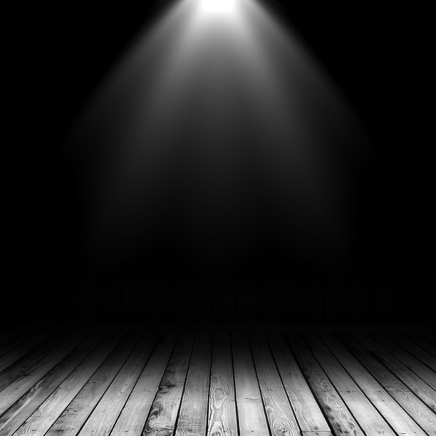 3D聚光灯照射在带有木地板的室内图片下载