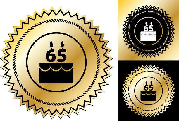 65岁生日蛋糕。图片下载