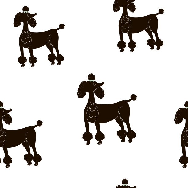 无缝模式与手绘贵宾犬。创造性的单色背景。适合儿童服装，织物，纺织品，婴儿装饰，包装纸。矢量图图片下载