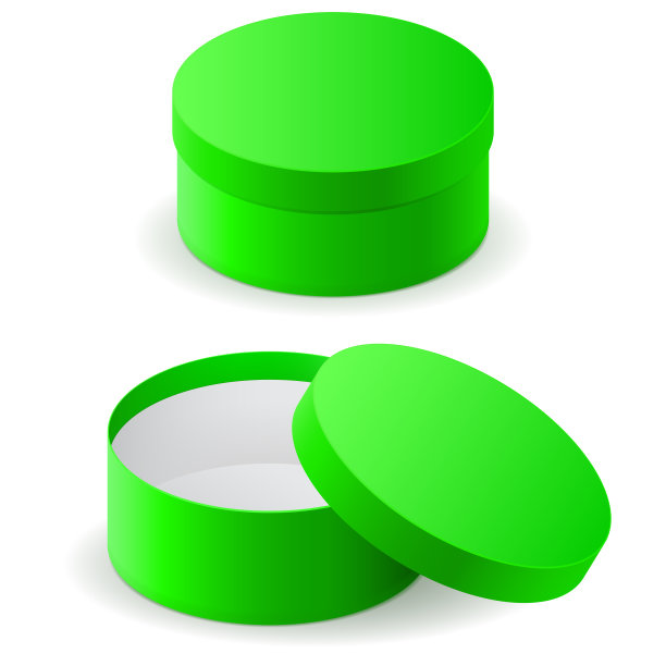 绿色的盒子。圆纸板礼品盒图片下载