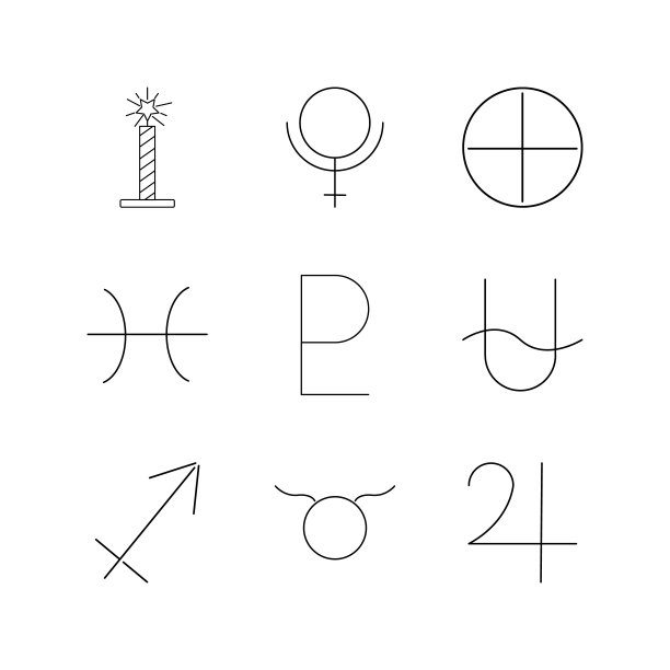 占星术线性图标集。简单的轮廓图标图片下载