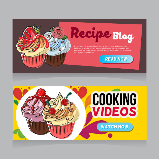 纸杯蛋糕涂鸦网络横幅图片下载