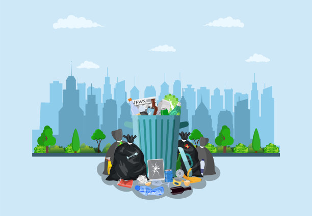 装满垃圾的钢铁垃圾桶。图片下载