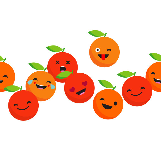 无缝背景与欢快的橙子。可爱的卡通。矢量插图。纺织融洽。图片下载