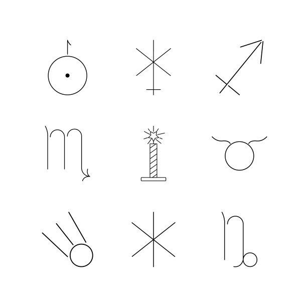 占星术线性图标集。简单的轮廓图标图片下载