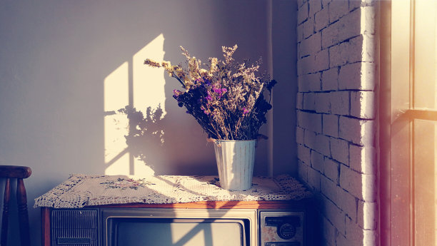 复古风格的背景，花瓶中的花朵图片下载